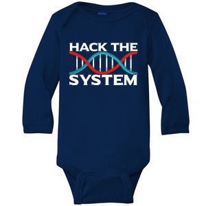 Diy Biology Dna Double Helix Hack The System Biohacker Gift Baby Long Sleeve Bodysuit