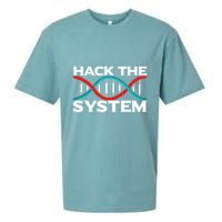 Diy Biology Dna Double Helix Hack The System Biohacker Gift Sueded Cloud Jersey T-Shirt