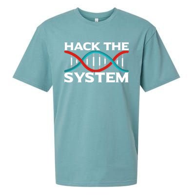 Diy Biology Dna Double Helix Hack The System Biohacker Gift Sueded Cloud Jersey T-Shirt