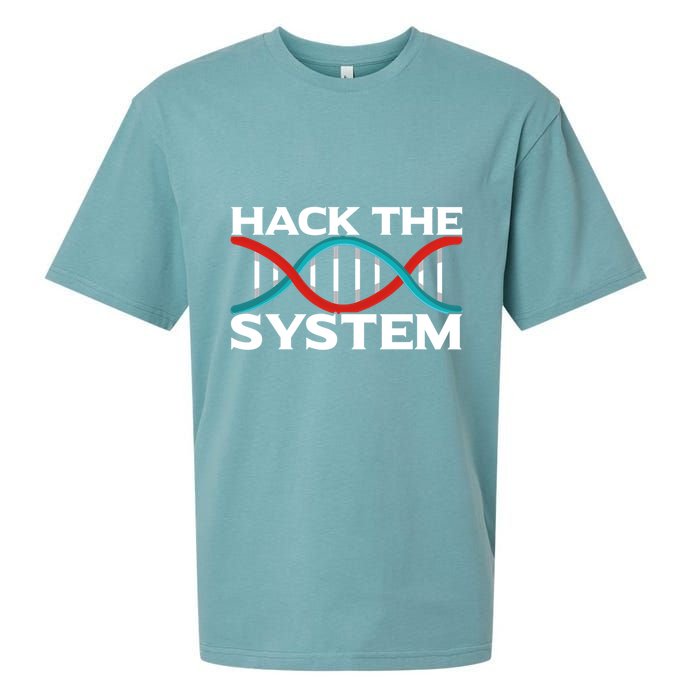 Diy Biology Dna Double Helix Hack The System Biohacker Gift Sueded Cloud Jersey T-Shirt