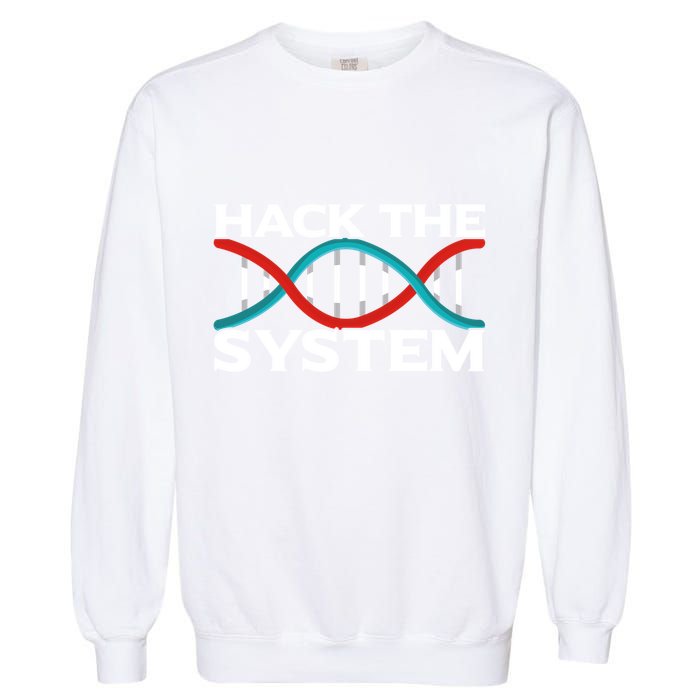 Diy Biology Dna Double Helix Hack The System Biohacker Gift Garment-Dyed Sweatshirt