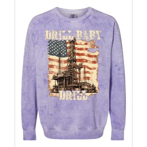 Drill Baby Drill American Flag Design Colorblast Crewneck Sweatshirt