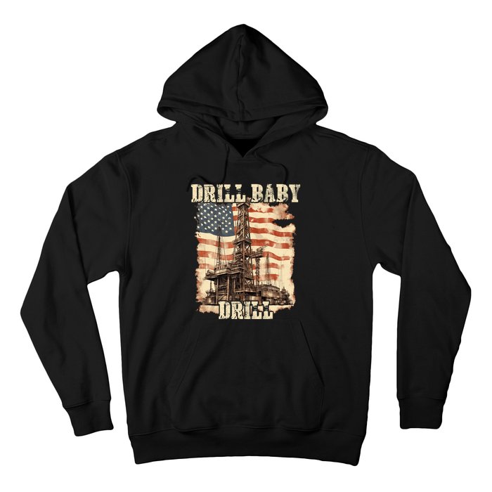 Drill Baby Drill American Flag Design Hoodie