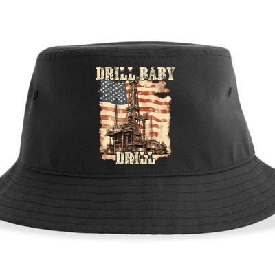 Drill Baby Drill American Flag Design Sustainable Bucket Hat