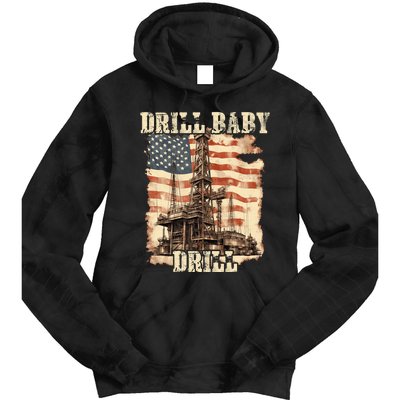 Drill Baby Drill American Flag Design Tie Dye Hoodie