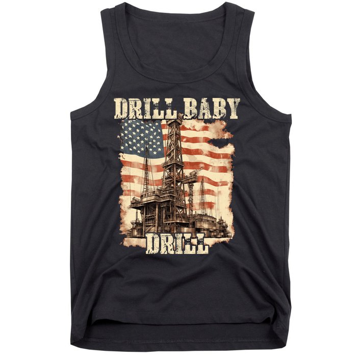 Drill Baby Drill American Flag Design Tank Top