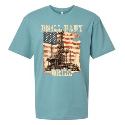 Drill Baby Drill American Flag Design Sueded Cloud Jersey T-Shirt