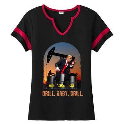 Drill Baby Drill Trump Rig Oil Ladies Halftime Notch Neck Tee