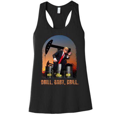 Drill Baby Drill Trump Rig Oil Women's Racerback Tank