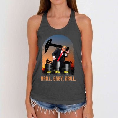 Drill Baby Drill Trump Rig Oil Women's Knotted Racerback Tank