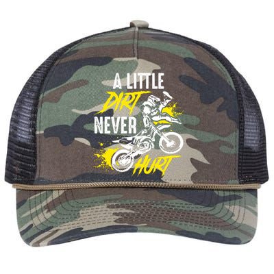 Dirt Bike Dirt Never Hurt Motocross Retro Rope Trucker Hat Cap