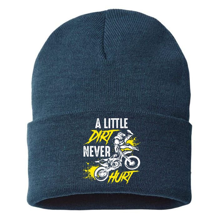 Dirt Bike Dirt Never Hurt Motocross Sustainable Knit Beanie