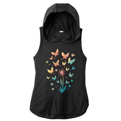 Dandelion Butterfly Ladies PosiCharge Tri-Blend Wicking Draft Hoodie Tank