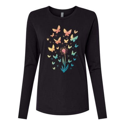 Dandelion Butterfly Womens Cotton Relaxed Long Sleeve T-Shirt