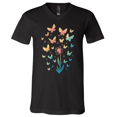 Dandelion Butterfly V-Neck T-Shirt