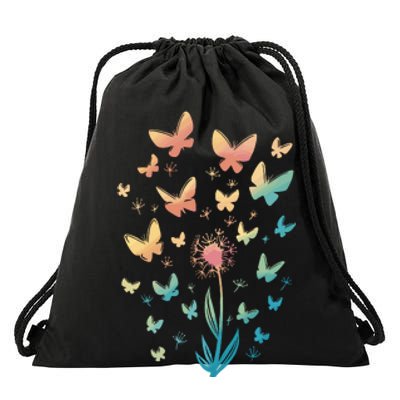 Dandelion Butterfly Drawstring Bag