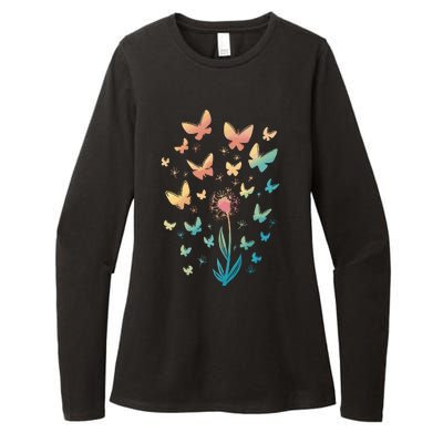 Dandelion Butterfly Womens CVC Long Sleeve Shirt