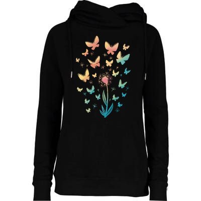 Dandelion Butterfly Womens Funnel Neck Pullover Hood