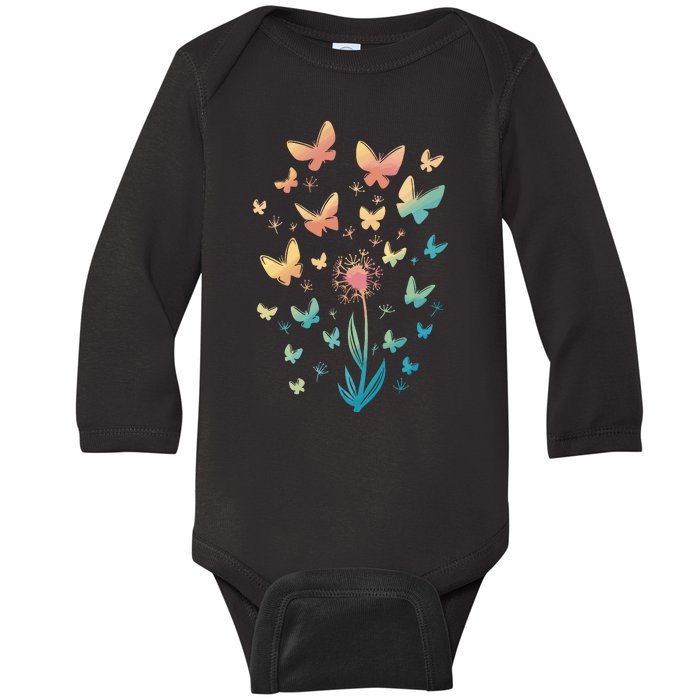 Dandelion Butterfly Baby Long Sleeve Bodysuit