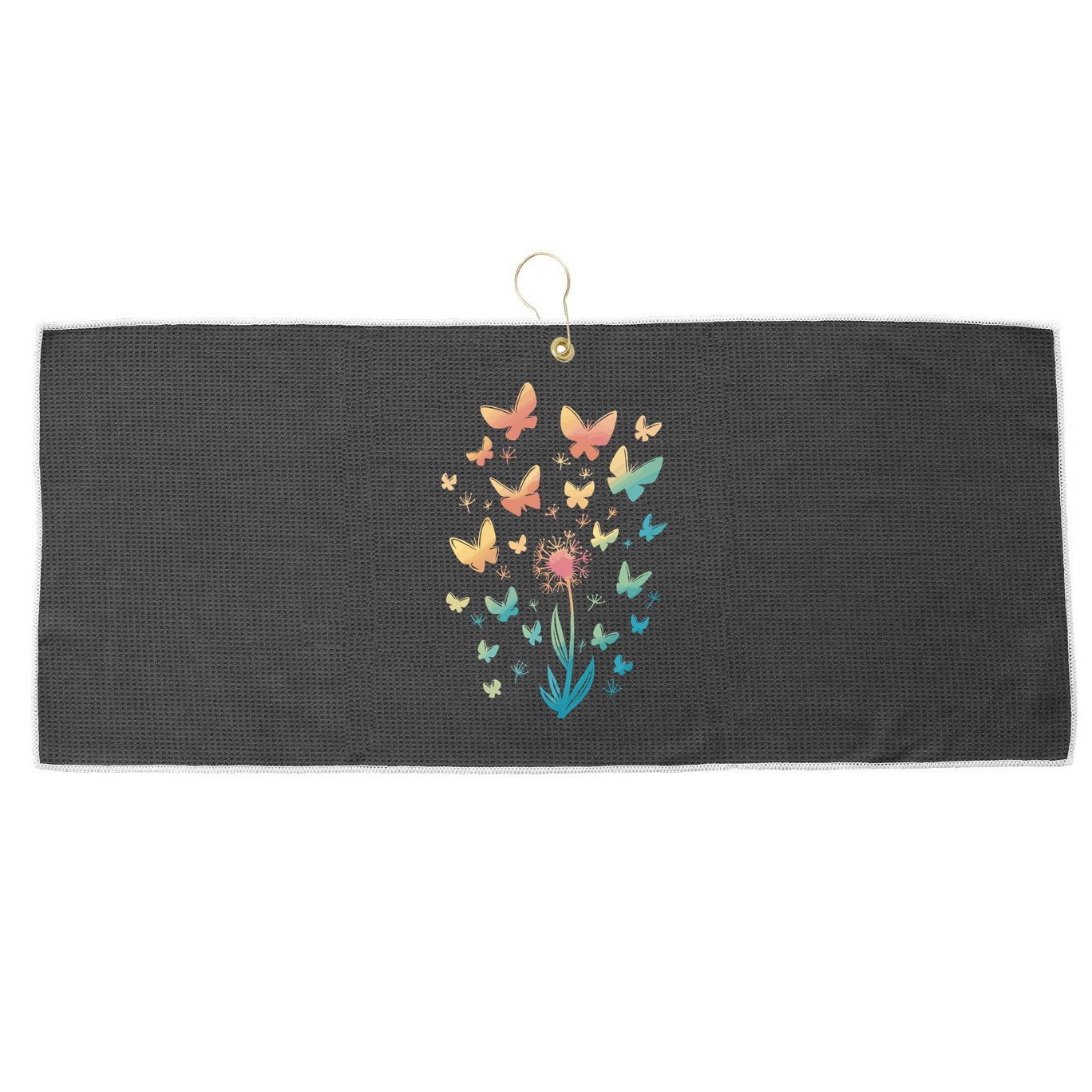 Dandelion Butterfly Large Microfiber Waffle Golf Towel