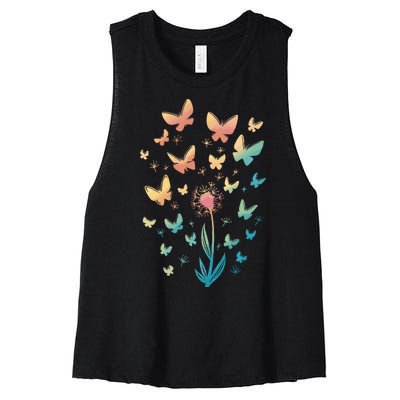 Dandelion Butterfly Women's Racerback Cropped Tank