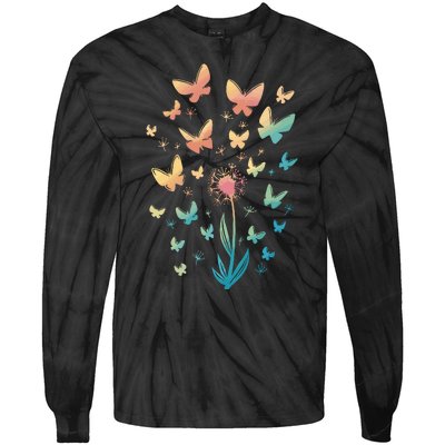 Dandelion Butterfly Tie-Dye Long Sleeve Shirt