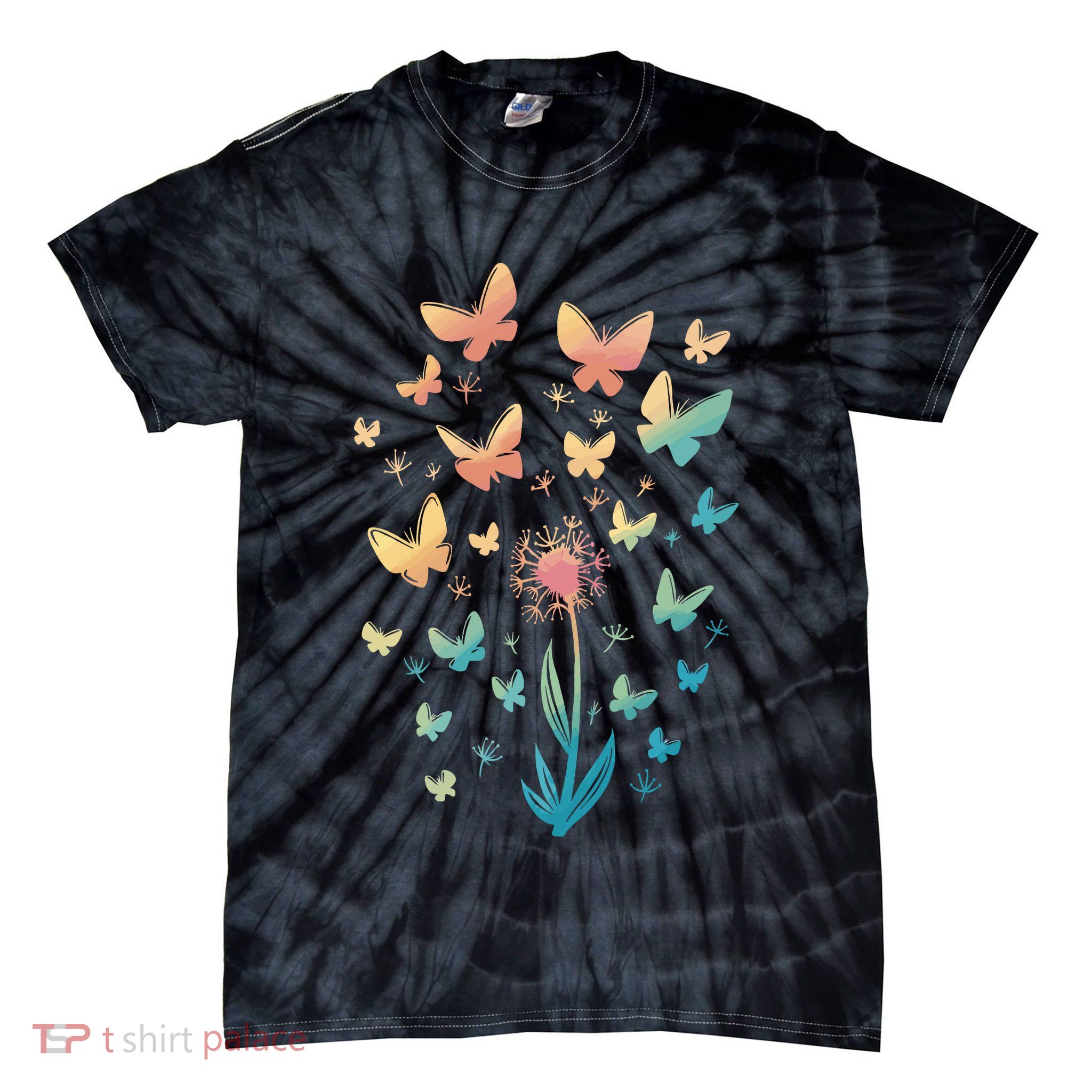 Dandelion Butterfly Tie-Dye T-Shirt