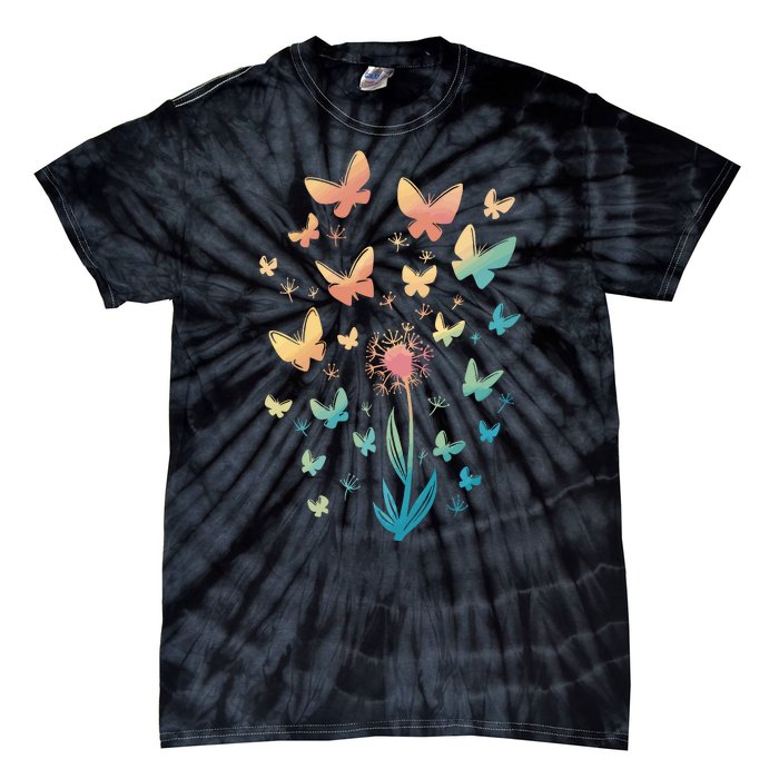 Dandelion Butterfly Tie-Dye T-Shirt