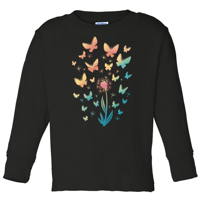 Dandelion Butterfly Toddler Long Sleeve Shirt