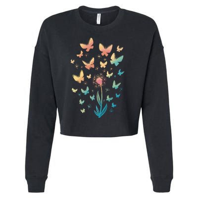 Dandelion Butterfly Cropped Pullover Crew