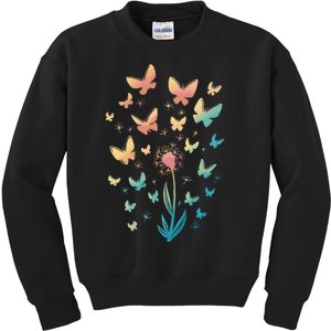 Dandelion Butterfly Kids Sweatshirt