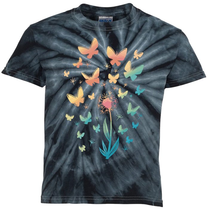 Dandelion Butterfly Kids Tie-Dye T-Shirt