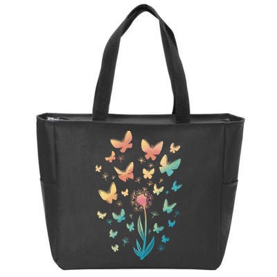 Dandelion Butterfly Zip Tote Bag
