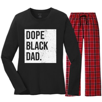 Dope Black Dad Black Fathers Matter Gift For Dads Women's Long Sleeve Flannel Pajama Set 