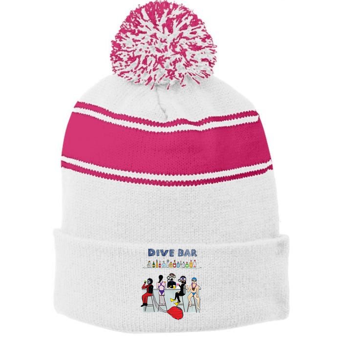 Dive Bar Stripe Pom Pom Beanie