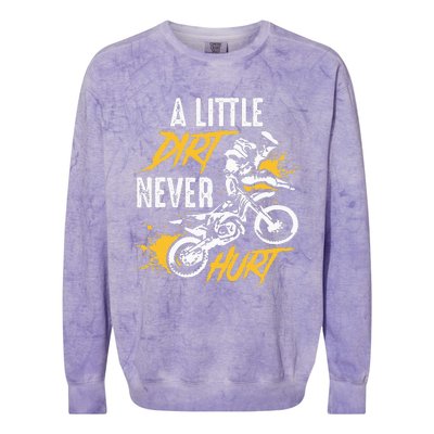 Dirt Bike Dirt Never Hurt Motocross Colorblast Crewneck Sweatshirt