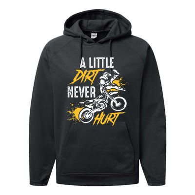 Dirt Bike Dirt Never Hurt Motocross Performance Fleece Hoodie