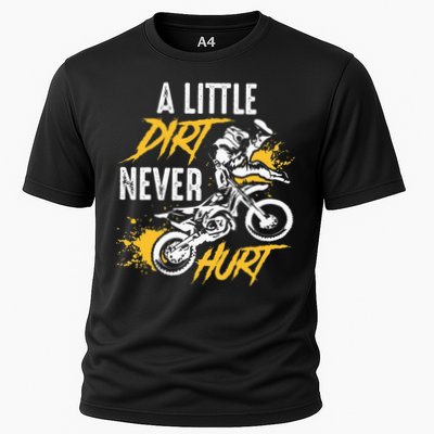 Dirt Bike Dirt Never Hurt Motocross Cooling Performance Crew T-Shirt