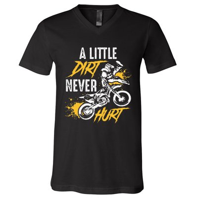 Dirt Bike Dirt Never Hurt Motocross V-Neck T-Shirt