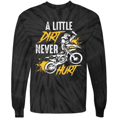 Dirt Bike Dirt Never Hurt Motocross Tie-Dye Long Sleeve Shirt