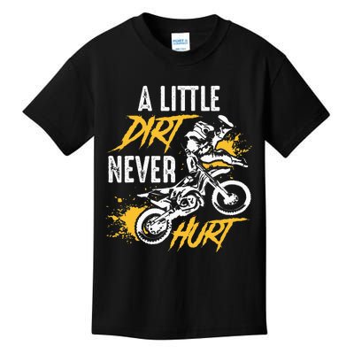 Dirt Bike Dirt Never Hurt Motocross Kids T-Shirt