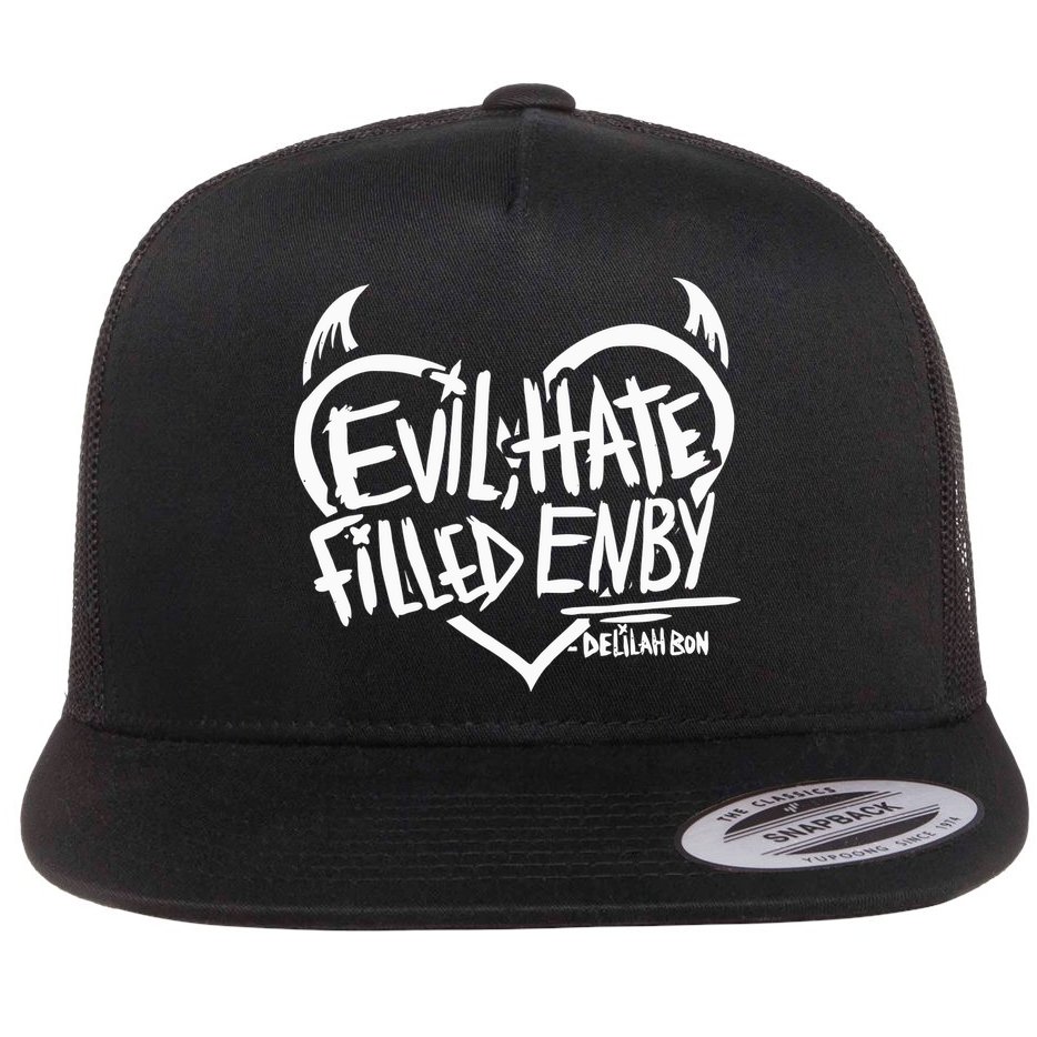 Delilah Bon Evil Hate Filled Enby Flat Bill Trucker Hat