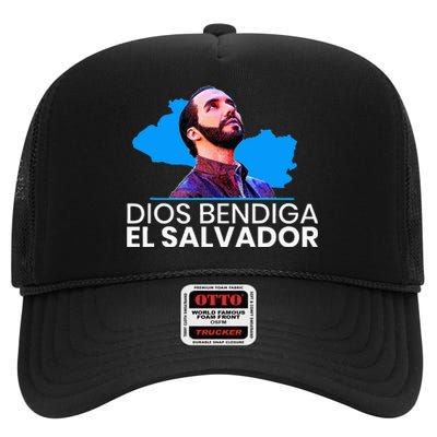 Dios Bendiga El Salvador Nayib Bukele Presidente High Crown Mesh Back Trucker Hat