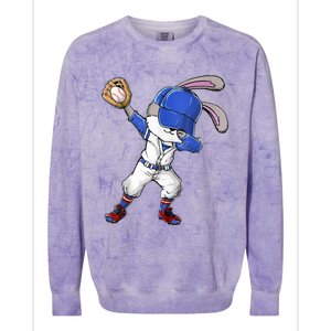 Dabbing Bunny Easter Day Baseball Catcher Happy Easter Cute Gift Colorblast Crewneck Sweatshirt