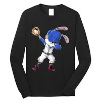 Dabbing Bunny Easter Day Baseball Catcher Happy Easter Cute Gift Long Sleeve Shirt