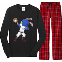 Dabbing Bunny Easter Day Baseball Catcher Happy Easter Cute Gift Long Sleeve Pajama Set