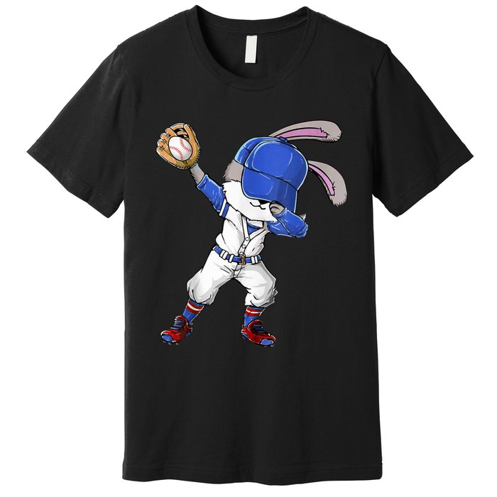 Dabbing Bunny Easter Day Baseball Catcher Happy Easter Cute Gift Premium T-Shirt