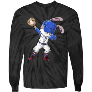 Dabbing Bunny Easter Day Baseball Catcher Happy Easter Cute Gift Tie-Dye Long Sleeve Shirt