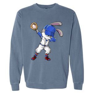 Dabbing Bunny Easter Day Baseball Catcher Happy Easter Cute Gift Garment-Dyed Sweatshirt