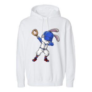 Dabbing Bunny Easter Day Baseball Catcher Happy Easter Cute Gift Garment-Dyed Fleece Hoodie